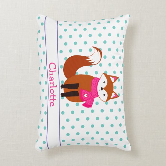 Cute Little Fox Pink Personalized Nursery Accent Kussen (Voorkant(Verticaal))