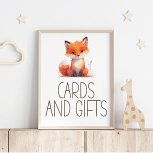 Cute Little Fox Plaid Baby Shower Kaarten Geschenk Poster