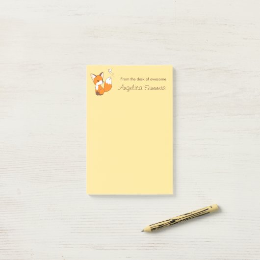 Cute Little Fox Post-it® Notes (Op bureau)