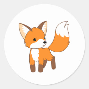 Cute Little Fox Ronde Sticker