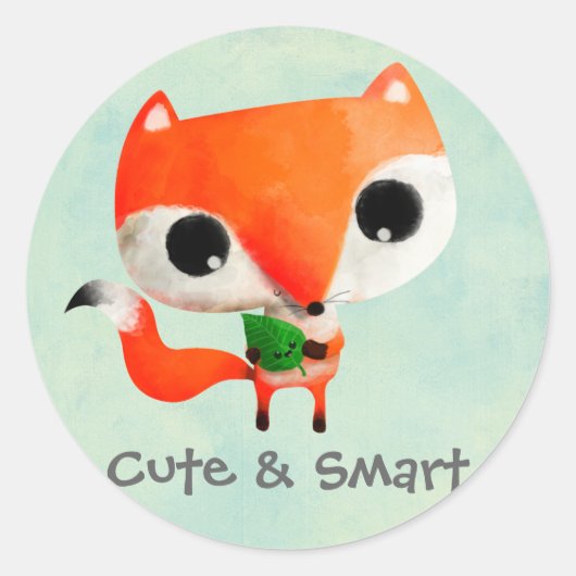 Cute Little Fox Ronde Sticker (Voorkant)