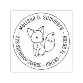 Cute Little Fox Round Address 1 Zelfinktende Stempel (Design)