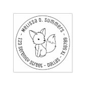 Cute Little Fox Round Address 3 Rubberstempel (Afrduk)