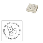 Cute Little Fox Round Address 4 Rubberstempel (Gestempeld)