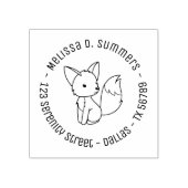 Cute Little Fox Round Address 4 Rubberstempel (Afrduk)