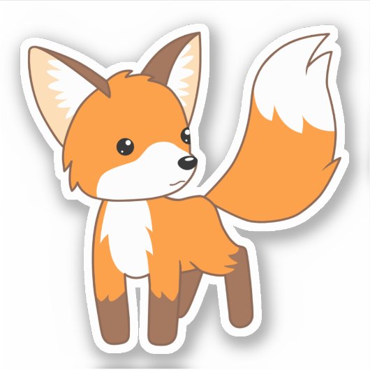 Cute Little Fox Sticker (Voorkant)