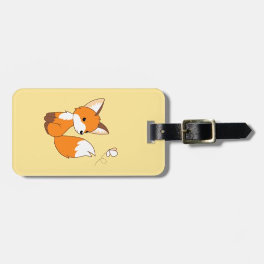 Cute Little Fox Watching Butterfly Bagagelabel (Voorkant horizontaal)