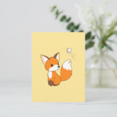 Cute Little Fox Watching Butterfly Briefkaart (Staand voorkant)