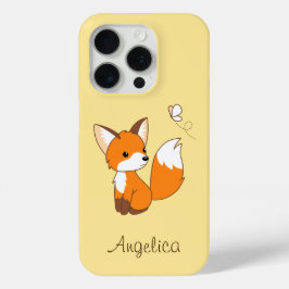Cute Little Fox Watching Butterfly iPhone 15 Pro Case
