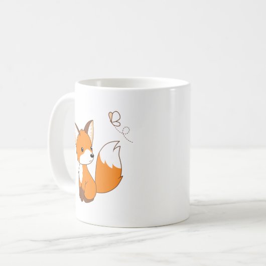 Cute Little Fox Watching Butterfly Coffee Mok (Voorkant links)