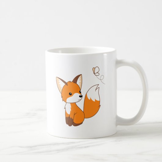 Cute Little Fox Watching Butterfly Coffee Mok (Rechts)