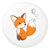 Cute Little Fox Watching Butterfly Keramische Knop (Voorkant)