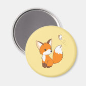Cute Little Fox Watching Butterfly Magneet (Voorkant / Achterkant)