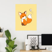 Cute Little Fox Watching Butterfly Poster (Thuiskantoor)