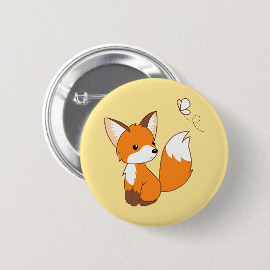 Cute Little Fox Watching Butterfly Ronde Button 5,7 Cm (Voorkant /achterkant)