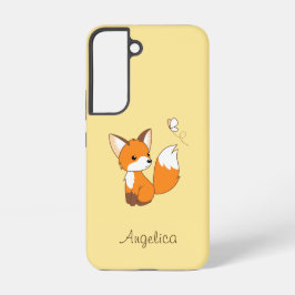 Cute Little Fox Watching Butterfly Samsung Galaxy Hoesje