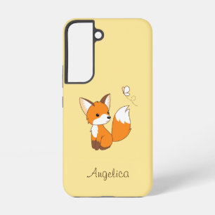 Cute Little Fox Watching Butterfly Samsung Galaxy Hoesje