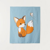 Cute Little Fox Watching Butterfly Wandkleed (Voorkant)