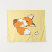 Cute Little Fox Watching Butterfly Wandkleed (Voorkant (horizontaal))