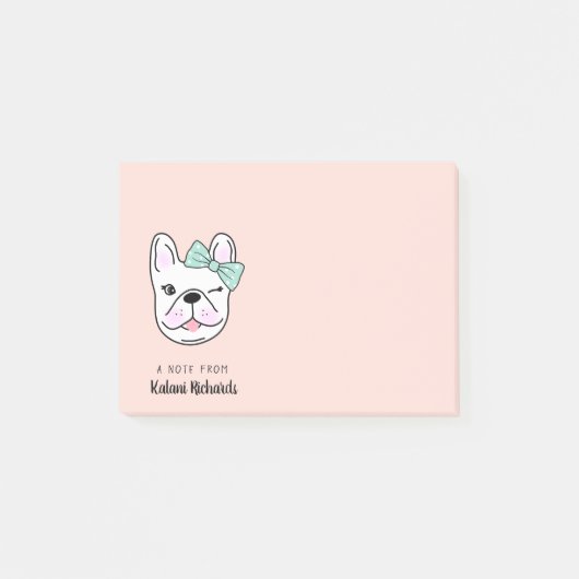 Cute Little French Bulldog | Peach | Gepersonalise Post-it® Notes (Voorkant)