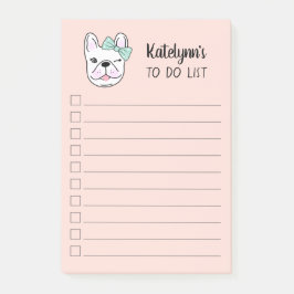 Cute Little French Bulldog | Peach | Gepersonalise Post-it® Notes