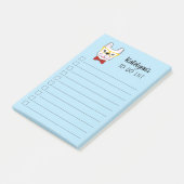 Cute Little Frenchie | Blauw | Gepersonaliseerd Post-it® Notes (Schuin)