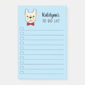 Cute Little Frenchie | Blauw | Gepersonaliseerd Post-it® Notes (Voorkant)