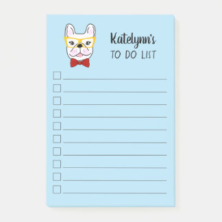 Cute Little Frenchie | Blauw | Gepersonaliseerd Post-it® Notes
