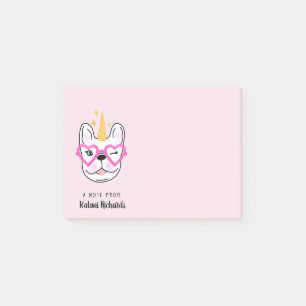Cute Little Frenchie Personalized Roze Post-it® Notes