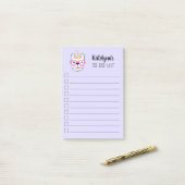 Cute Little Frenchie Unicorn | Paars gepersonalise Post-it® Notes (Op bureau)