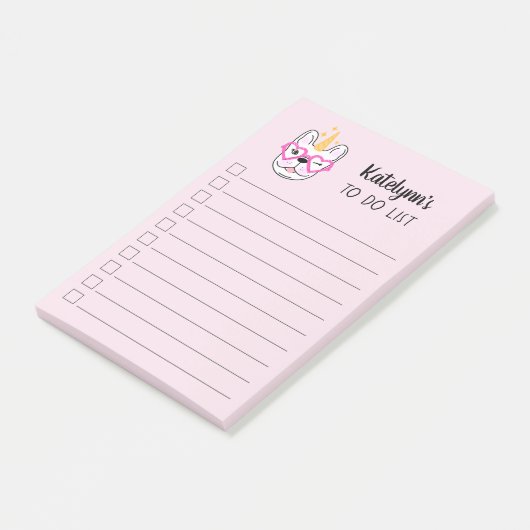 Cute Little Frenchie Unicorn | Roze | Gepersonalis Post-it® Notes (Schuin)
