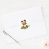Cute Little Frog Holding a Heart Ronde Sticker (Envelop)
