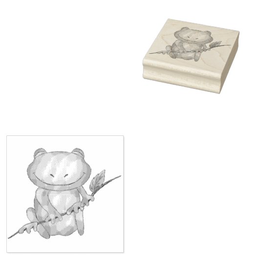 Cute Little Froggy | Kunststempel hout Rubberstempel (Gestempeld)
