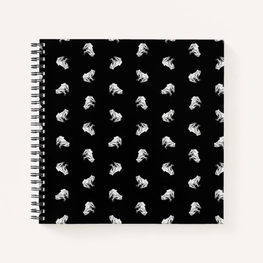 Cute Little Frogs Pattern Kikker Art Design Black Notitieboek (Voorkant)