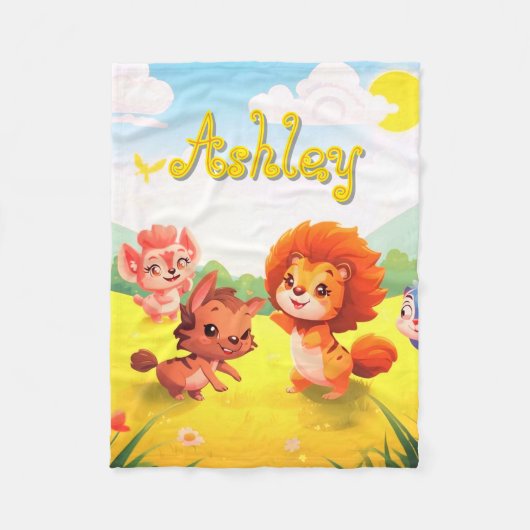 Cute Little Furry Animals on a Fleece Baby Blanket Deken (Voorkant)