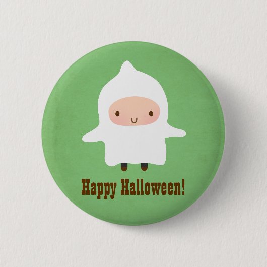 Cute Little Ghost Boy Costume Halloween Button (Voorkant)