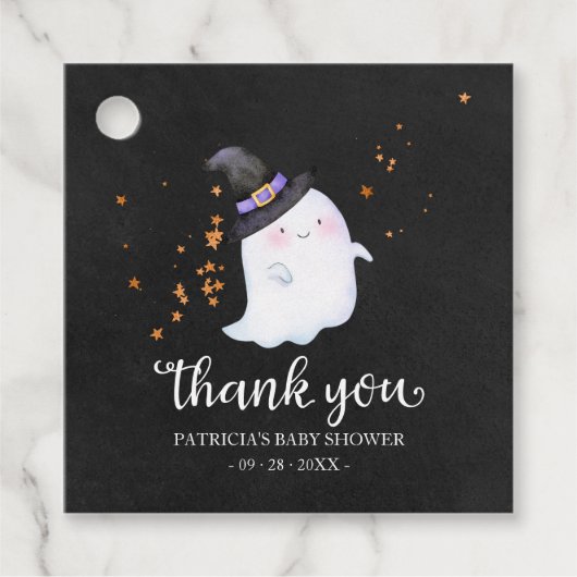 Cute Little Ghost Halloween Baby shower Bedankt Bedankjes Labels (Voorkant)