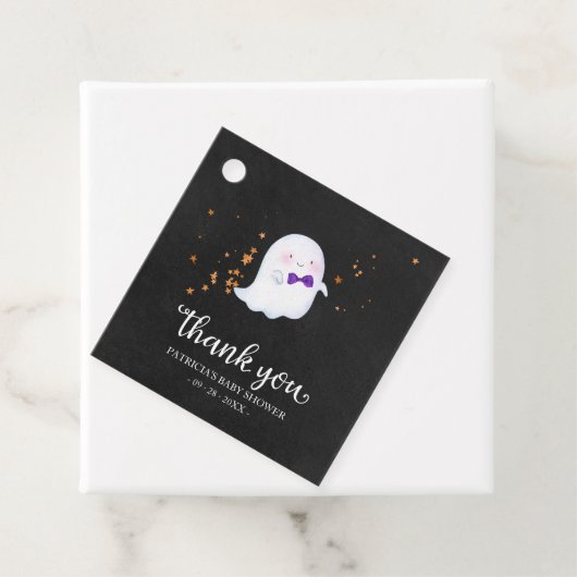 Cute Little Ghost Halloween Baby shower Bedankt Bedankjes Labels (In situ)