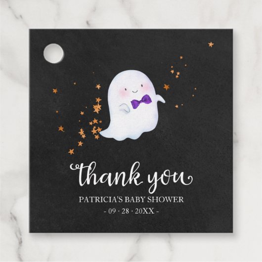 Cute Little Ghost Halloween Baby shower Bedankt Bedankjes Labels (Voorkant)