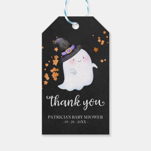Cute Little Ghost Halloween Baby shower Bedankt Cadeaulabel (Voorkant)