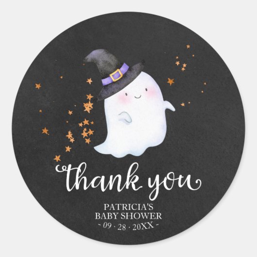 Cute Little Ghost Halloween Baby shower Bedankt Ronde Sticker (Voorkant)