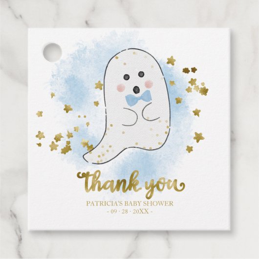 Cute Little Ghost Halloween Baby shower Dank Favo Bedankjes Labels (Voorkant)