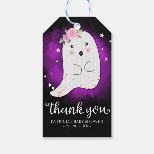 Cute Little Ghost Halloween Baby shower Dank Favo Cadeaulabel (Voorkant)