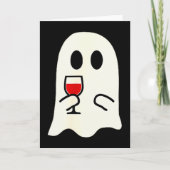 Cute Little Ghost Red Wine Gl Halloween  Kaart (Voorkant)