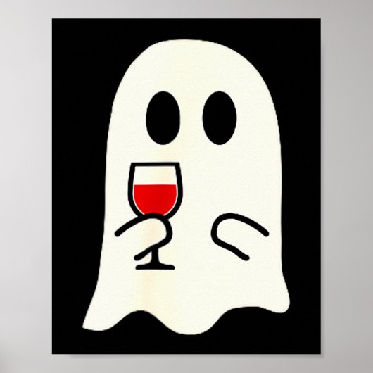 Cute Little Ghost Red Wine Gl Halloween  Poster (Voorkant)