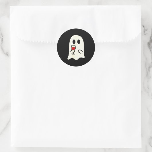 Cute Little Ghost Red Wine Gl Halloween  Ronde Sticker (Tas)