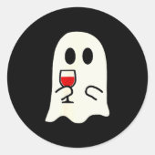 Cute Little Ghost Red Wine Gl Halloween Ronde Sticker (Voorkant)