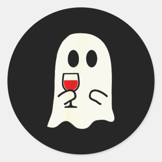 Cute Little Ghost Red Wine Gl Halloween Ronde Sticker (Voorkant)