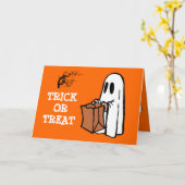 Cute Little Ghost Trick or treat Kinder Halloween Kaart (Gele Bloem)