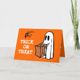Cute Little Ghost Trick or treat Kinder Halloween Kaart